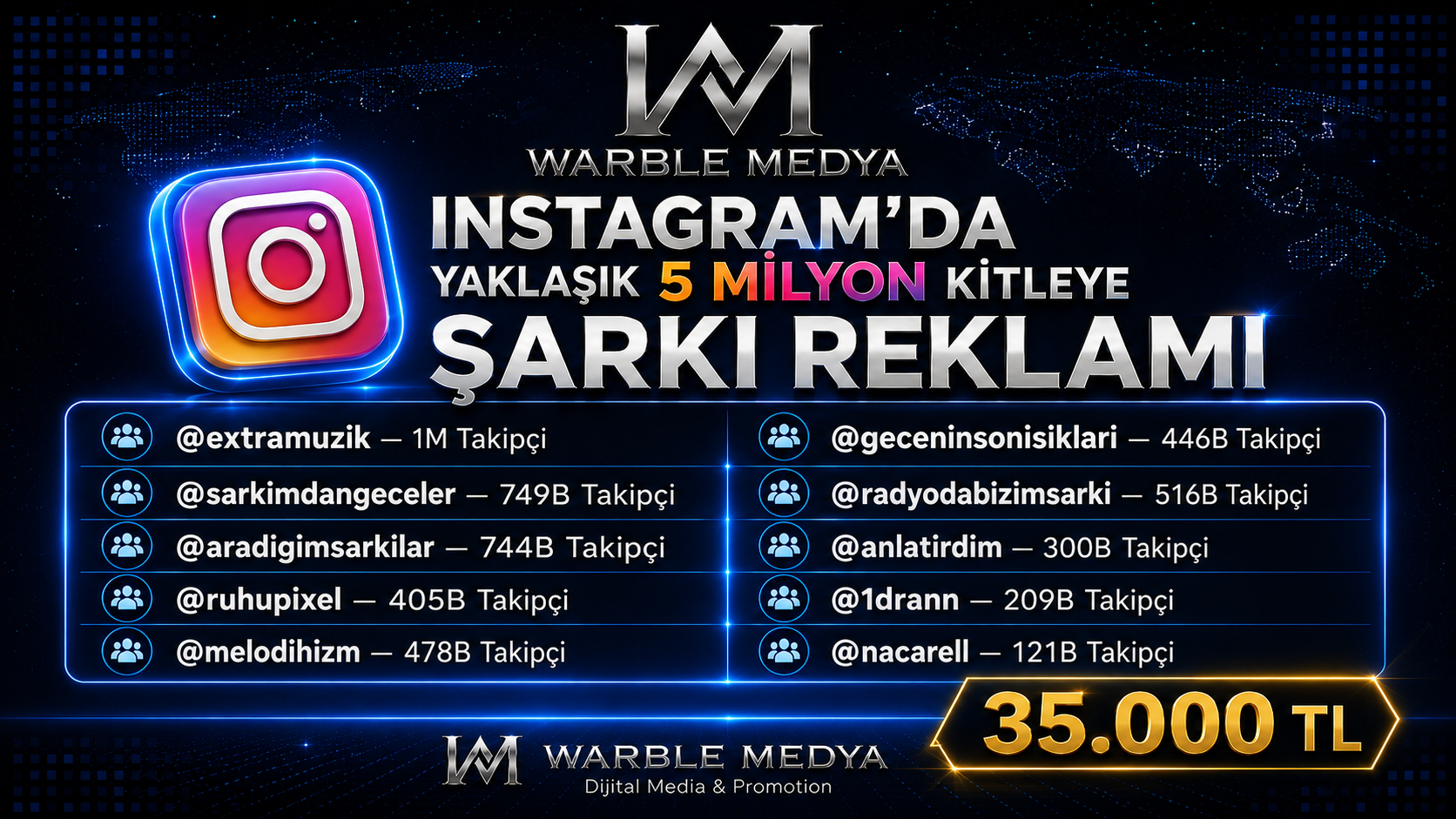 Instagram’da Yaklaşık 5 Milyon Kitleye Şarkı Reklamı – Reels + Story